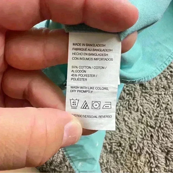 Van Heusen Light Blue Palm Tree Short Sleeve Button Down | Size XXL 18-18.5 - Picture 3 of 5